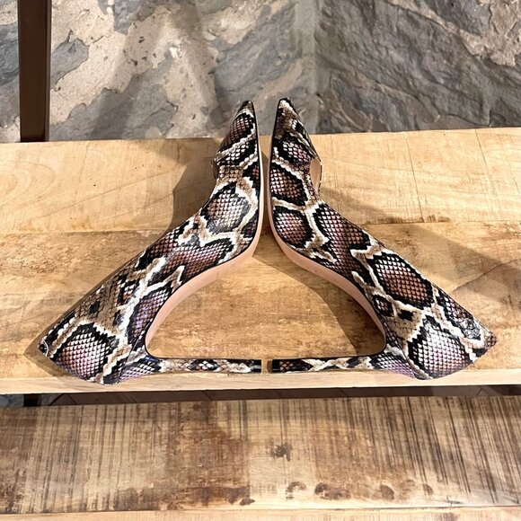 Jimmy Choo Brown Pink Snakeskin Print Romy 100 Pumps - Picture 7 of 10